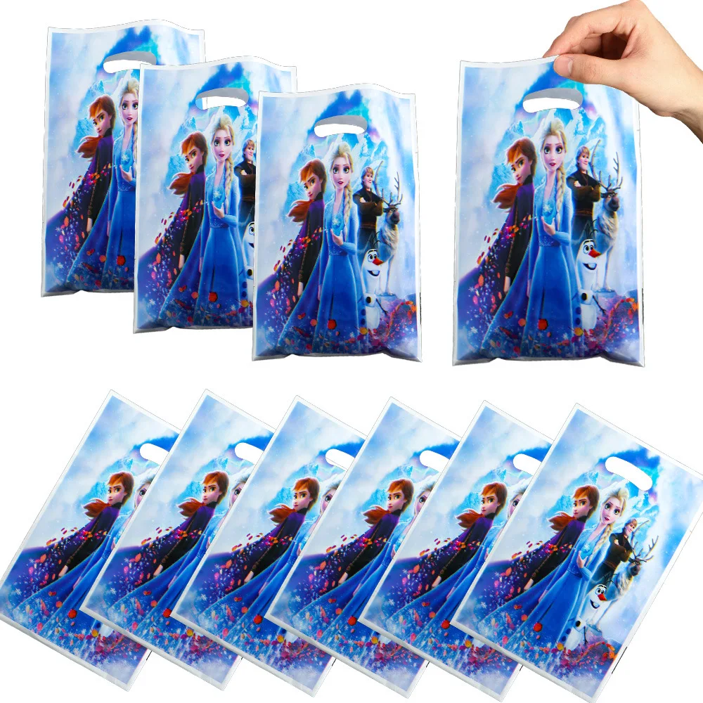 Frozen Elsa Anna Candy Bag Gift Bag Snow White Mermaid Mickey Mouse Handle Loot Bag Children Birthday Party Decoration Supplies