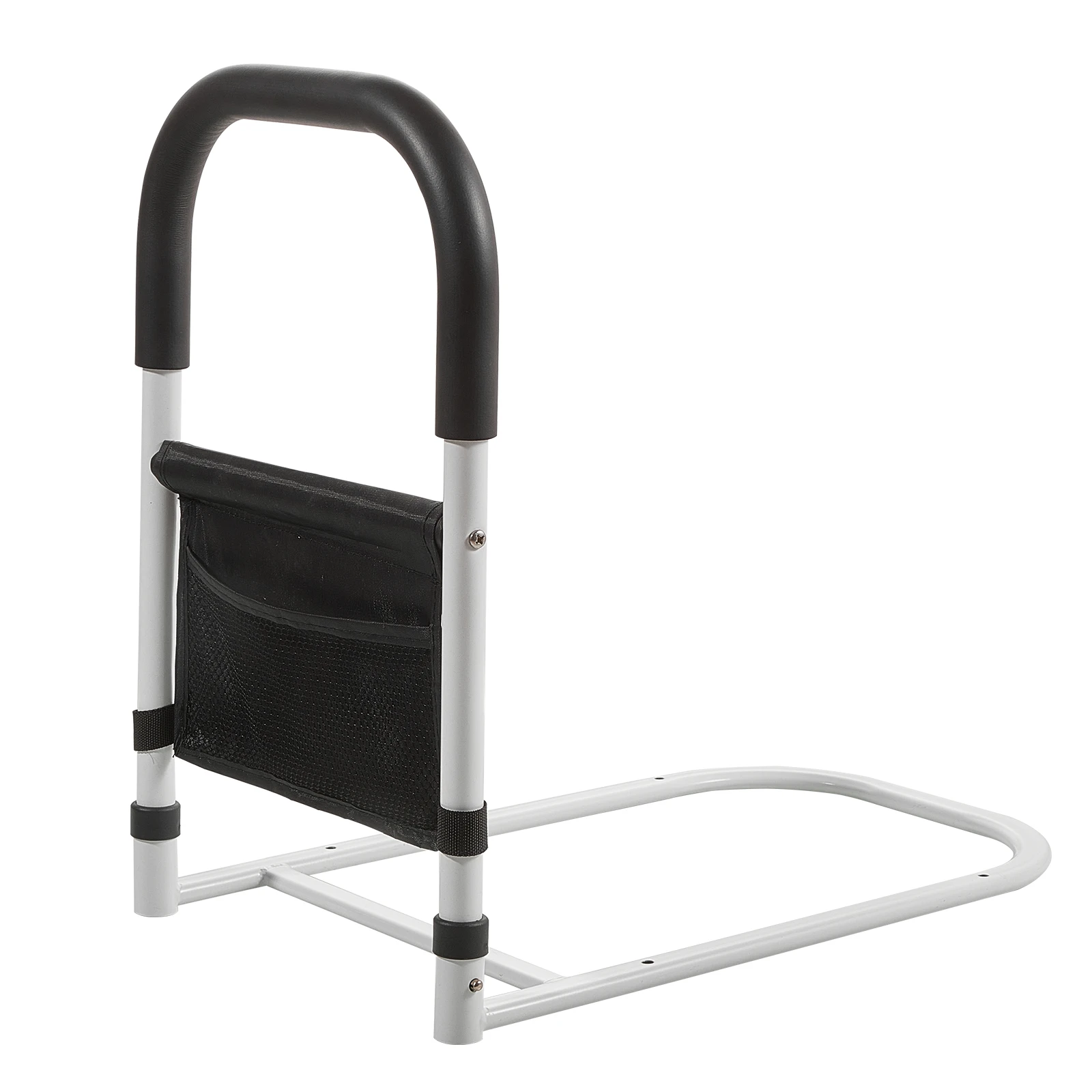 Barra de Seguridad Ajustable para Cama para Personas Mayores – Mango Ergonómico Antideslizante, Barra de Soporte Resistente, Bolsillo de Almacenamiento – 52x30x49cm, Capacidad de 150kg, Asistencia