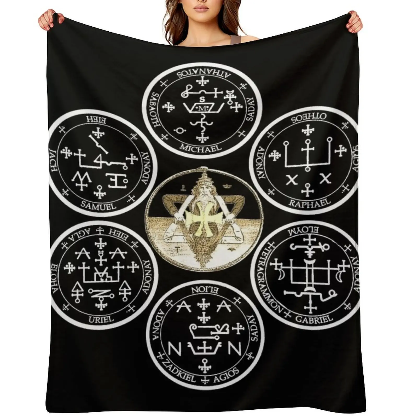 

The Seven Archangel Sigils - Solomon's Seals Archangel Seals Sigils Throw Blanket Summer Beddings Thin manga Blankets