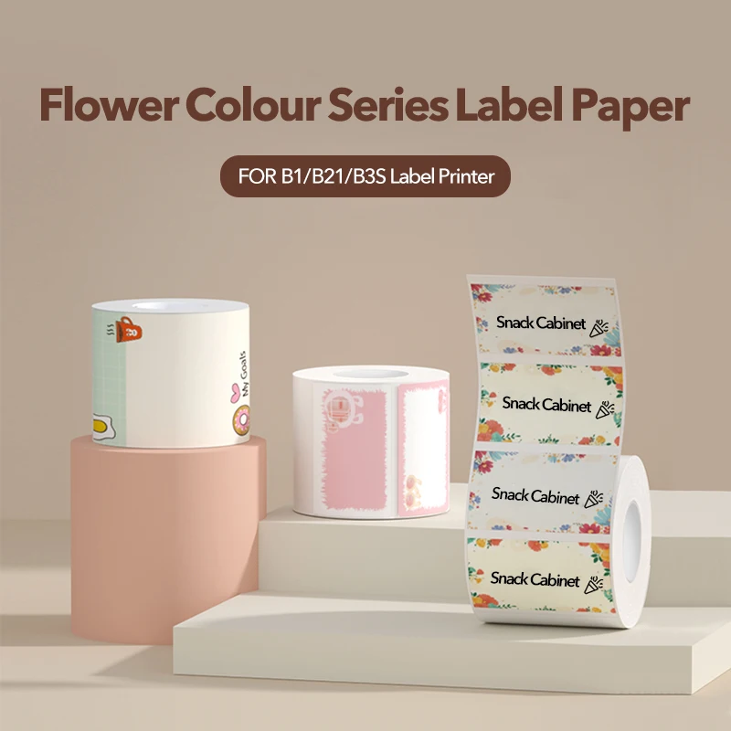 Niimbot Flower Pattern Smart Portable Label Printer Thermal Label Paper Waterproof Stickers Fast Printing For B1/B21/B203/B3S