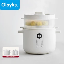 Olayks Electric Stew Pot Baby Porridge Automatic Electric Cooking Pot Large Capacity White Ceramic Material Stewing Pot 220V