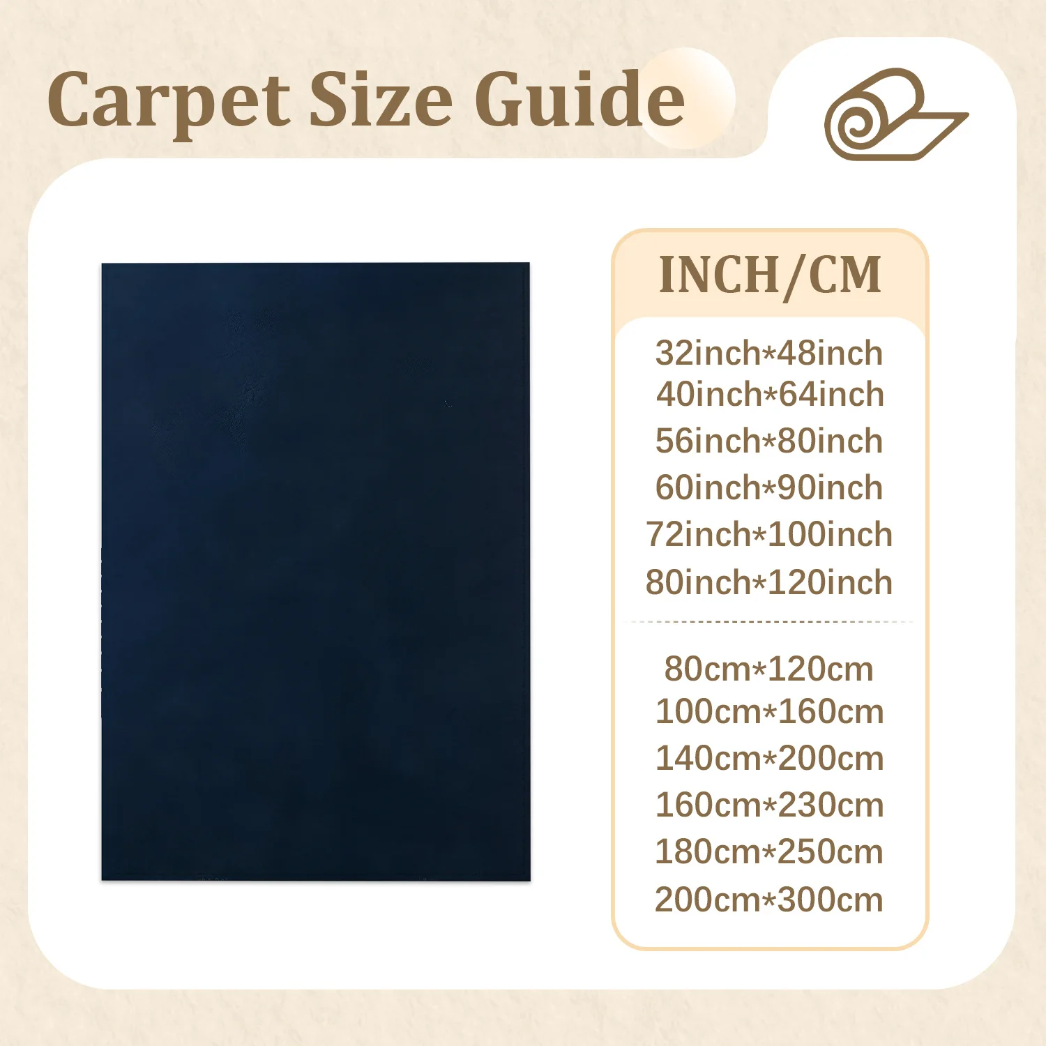 Large Navy Blue Velvet Low Pile Area Rug, Non-slip Dotted Backing, Machine Washable Soft Indoor Rug for Living Room, Bedroom, Home Floor Decor