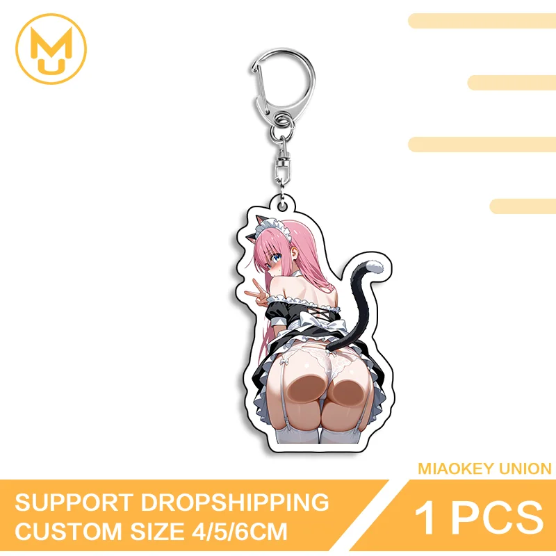 Gotoh Hitori Unique Maid Outfit Double Sided Acrylic Keyring Glaring Trendy Exquisite Enchanting Simplicity Key Ring Accessory