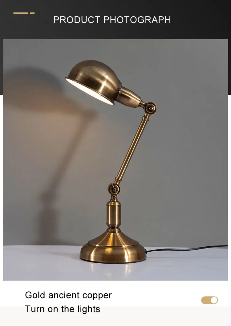 American Style Retro Light Luxury Eye Care Table Lamp Creative Learning Desk Lamp European Style Living Room Bedroom BedsideLamp