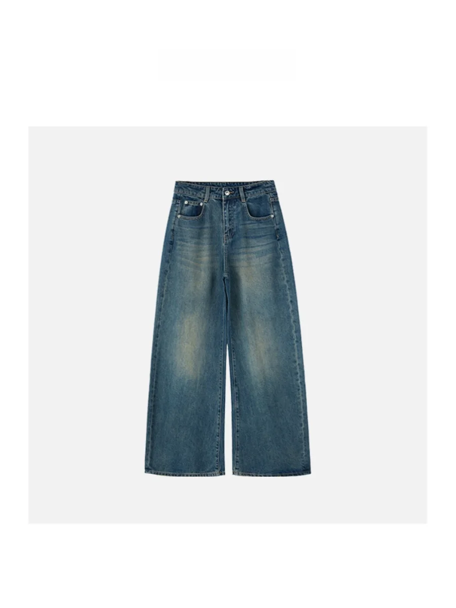 

Джинсы JINGJING 2024 Весна-Осень, универсальные, винтажные, из чистого хлопка, удобные, для повседневной носки, широкие, темного цвета, с завышенной талией