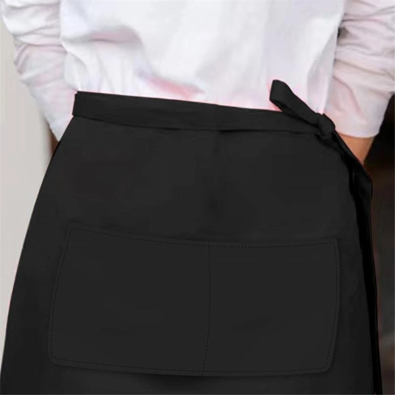 39BB Short Half Apron Cooking Aprons Waist Apron Waitress Apron with Pockets Waiter Apron Kitchen Apron for Women Man