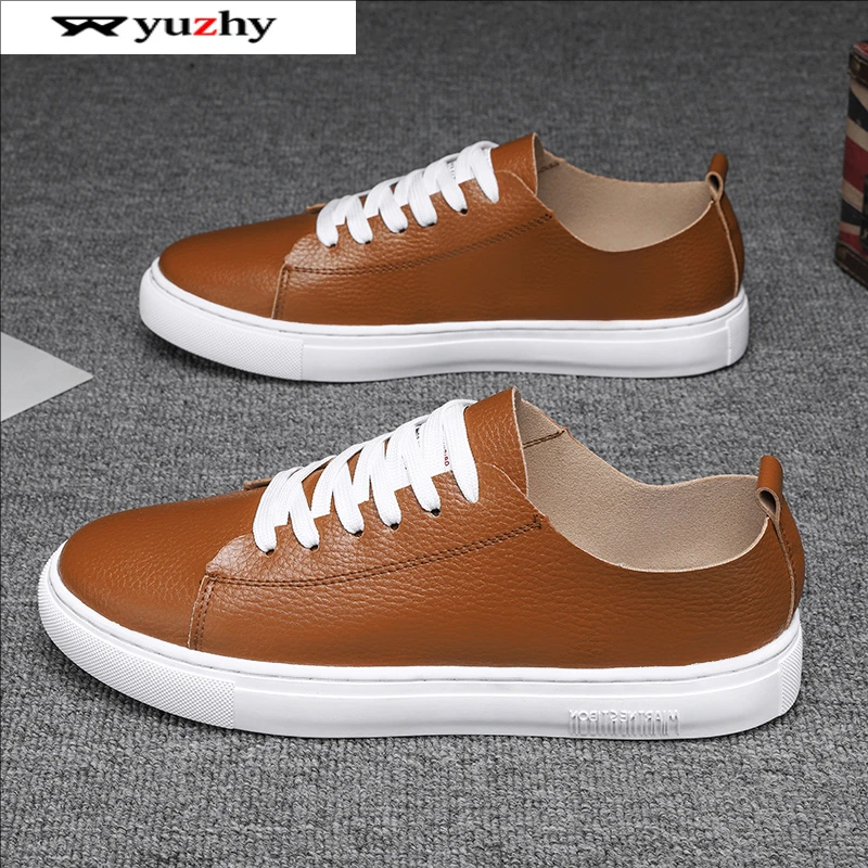 

Men's Fashion Casual Shoes Genuine Leather Upper Lace-Up Comfort Trainer for Walking, Outdoor, Business, and Leisure Activities