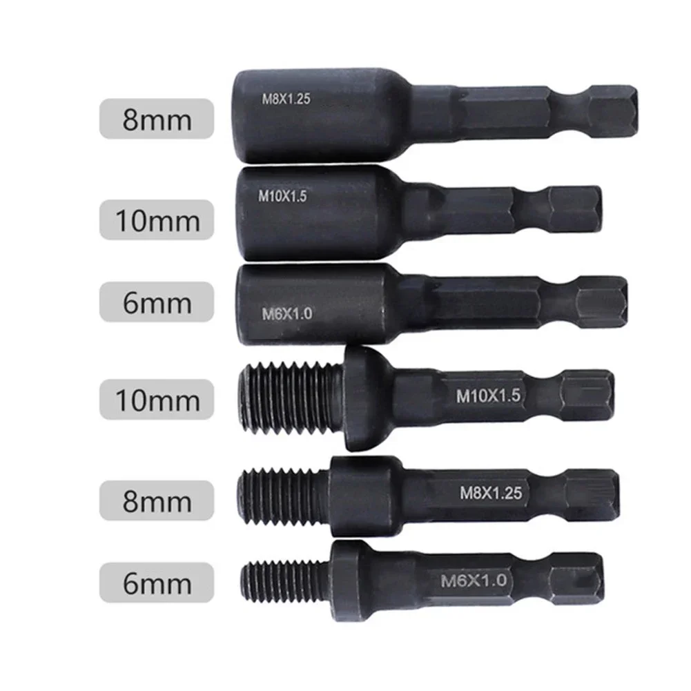 3pcs M6 M8 M10 Tap Die Socket Adapter 1/4 Inch Hex Shank Machine Screw Metric Plug Threading Tool For Electric Drill Hand Tool