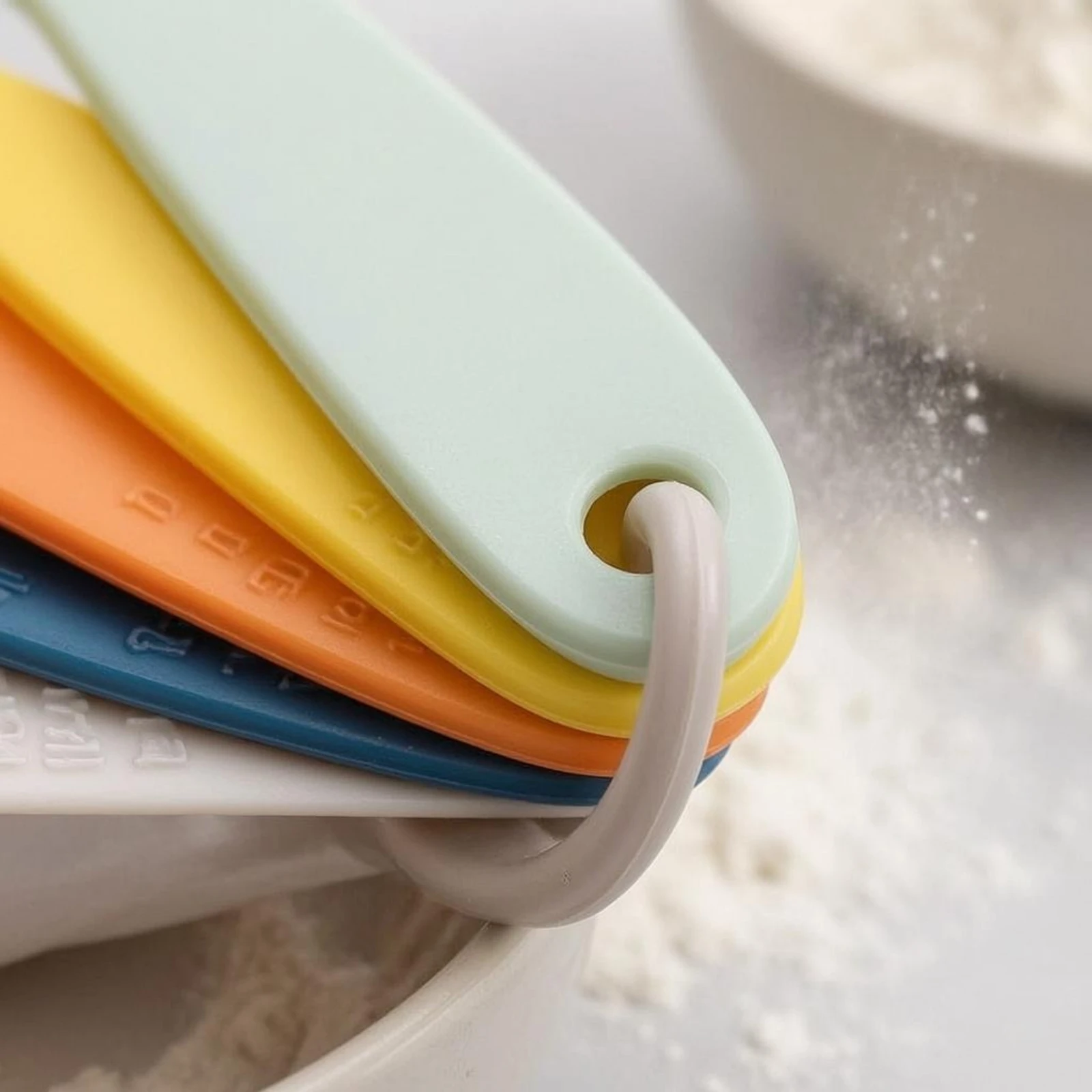 Nesting Measuring Spoons Double Sided Round Heads Cooking Accessory Compact Set for Baking and Cooking