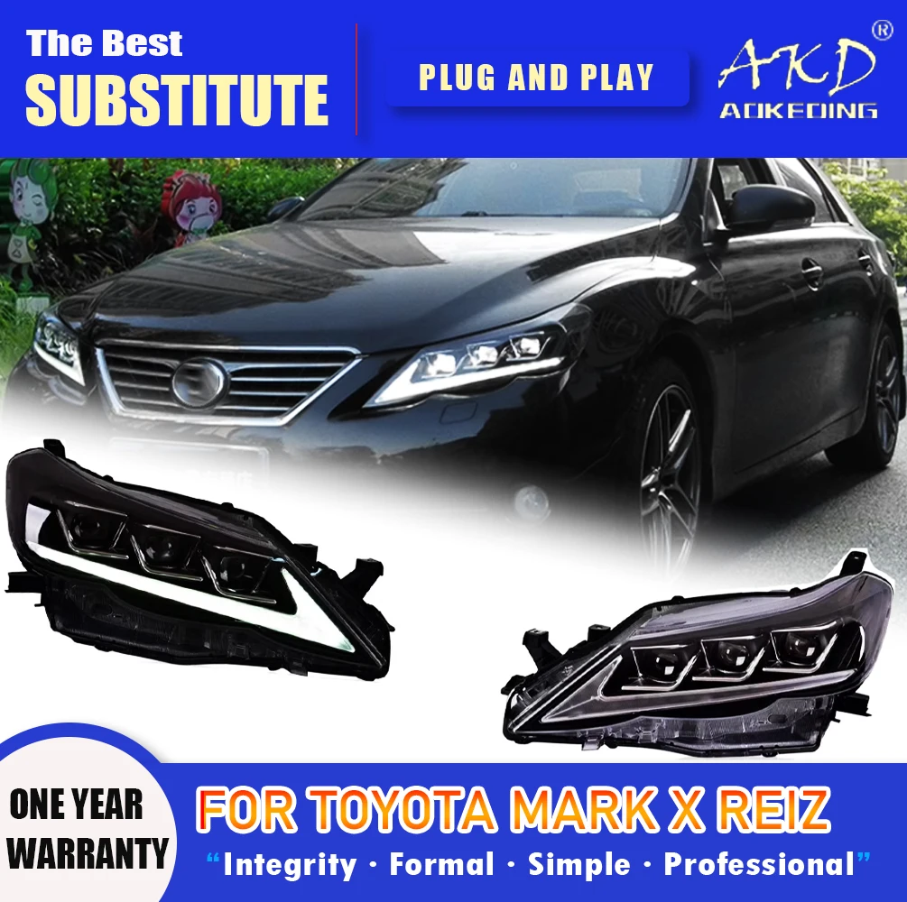 

AKD Head Lamp for Toyota Reiz Mark X LED Headlight 2010-2013 Headlights Reiz DRL Turn Signal High Beam Angel Eye Projector Lens