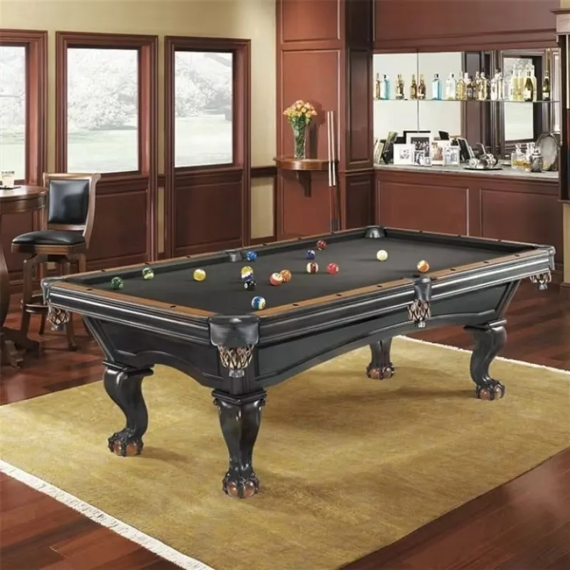 Factory High Quality Antique Style Rustic Retro Solid Wood Carved Pool Billiards Table with Slates for Pool Sports Game Play