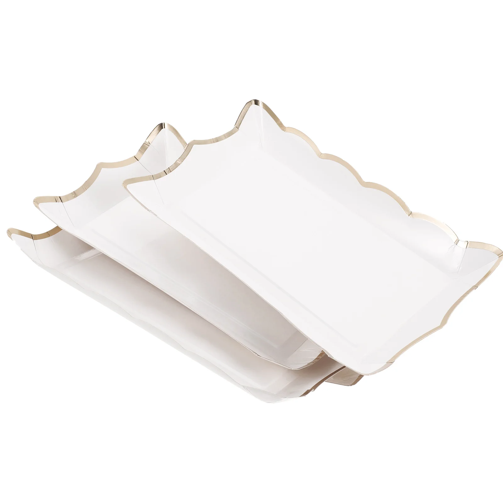 4 Pcs Serving Platters and Trays Square Paper Lace Plate Plates for Party Container White