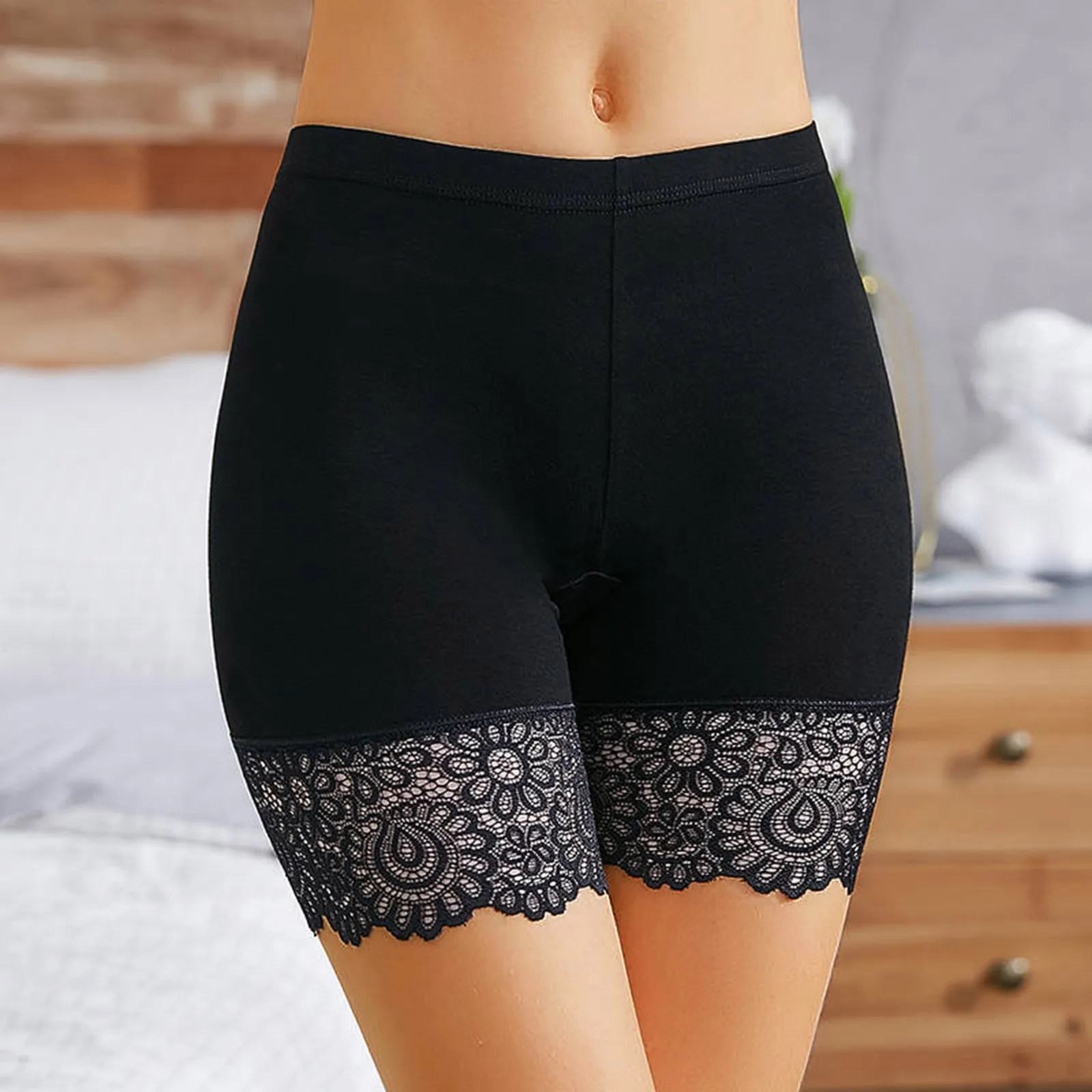 Women Plus Size Safety Pants Elastic Soft Comfortable Modal Material Nude/Black Shorts Lace Safety Short Pants Female Lingerie