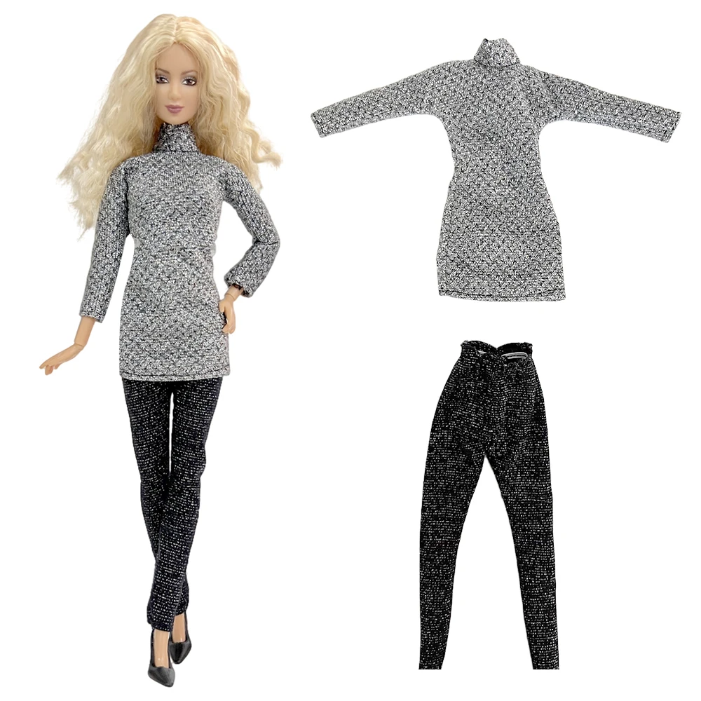 

NK 1 Set 1/6 Doll Fashion Dress Casual Wear Outfit Tight Grey Shirt Black Trouseres for 1/6 Doll Clothes Doll Accessories