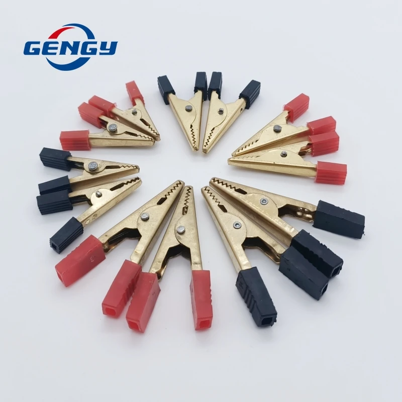 10 Pcs Copper Crocodile Clip 40mm 50mm Plastic Handle Test Probe Alligator Clips Connector Connect Socket Plug for Battery