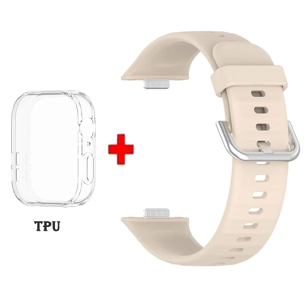 TPU-hoes + siliconen band voor Huawei Watch Fit 3-band Vervangingsband voor Huawei Watch Fit 3 Horlogeband met hoesje Screenprotector