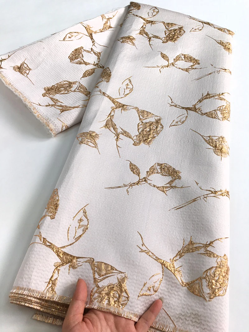 Jacquard Lace Fabric African Nigerian Brocade Lace Fabric High Quality Elegant Sew for Women Wedding Party Dresses,5yards 4033