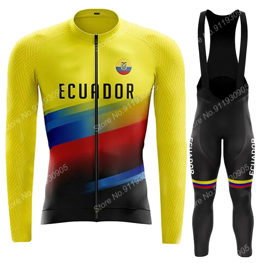 2021 Ecuador National Team New Cycling Jersey Set Mens Summer Long Sleeve Clothing Road Bike Suit Pants Bib MTB Ciclismo Maillot