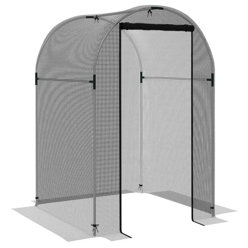 

Outsunny 4' x 4' Crop Cage, Plant Protection Tent with Zippered Door and Galvanized Steel Frame, Fruit Cage Netting Cover for