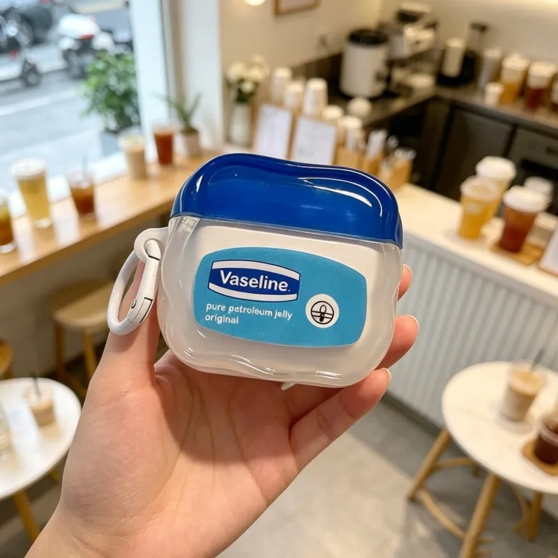 Creative Vaseline shaped For AirPods case with keychain for AirPods 4 3 2 1 Pro 2 Pro 3 Bluetooth earphone case/earphone cover