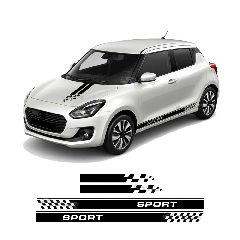 

4Pcs Racing Sport Hood Bonnet Body Stripe Kit Vinyl Decal for Suzuki Swift 2023 2024 Car Accessories