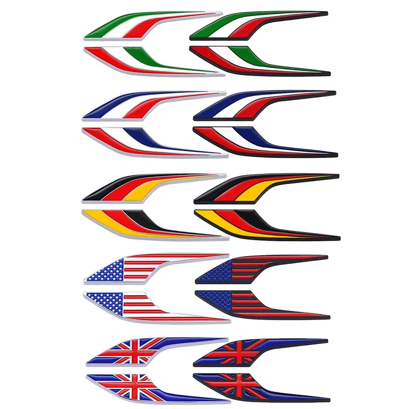 

2PCS UK USA Germany Italy France National Flag Metal Car Fender Side Sticker Decal Decorative Rear Emblem Badge