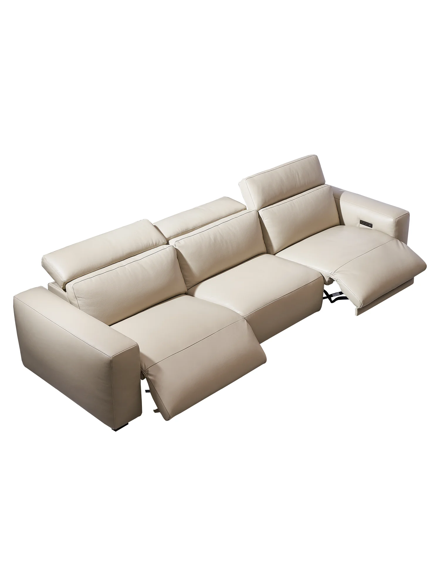 Italian minimalist electric retractable multi-functional leather sofa home theater high-end home