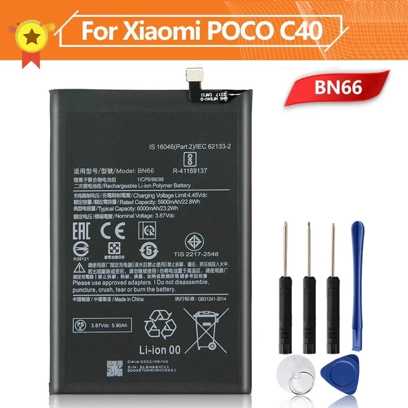 BN66 Phone Battery For Xiaomi POCO C40 Replacement Battery High Quality Batteries 6000mAh With Tool Production in 2025
