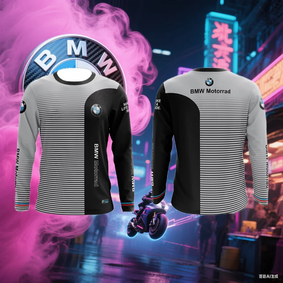

BMW Print T-shirt Summer BMW MOTORRAD T-shirt Men's Long-sleeved T-shirt Sweat-absorbing Breathable Quick-drying Moto T-shirt
