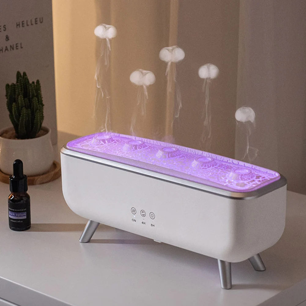 300ml Dynamic Jellyfish Air Humidifier Five Nozzles Aroma Diffuser 2 Mist Modes Colorful Lighting Humidifier for Home Office Use