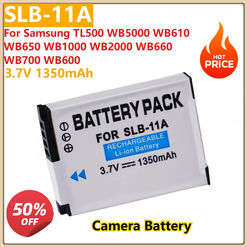 

for Samsung TL500 WB5000 WB610 WB650 WB1000 WB2000 WB660 WB700 WB600 Replacement Camera Battery SLB-11A 3.7V 1350mAh