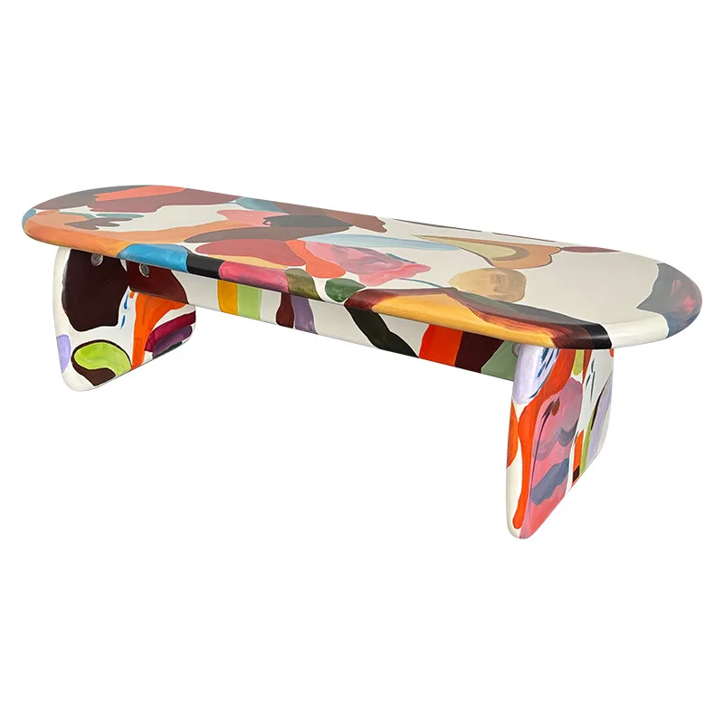 Painted Hand Painted Oil Painting Bench Restaurant Creative Personality Abstract Painting Internet celebrity ins Wind Bench
