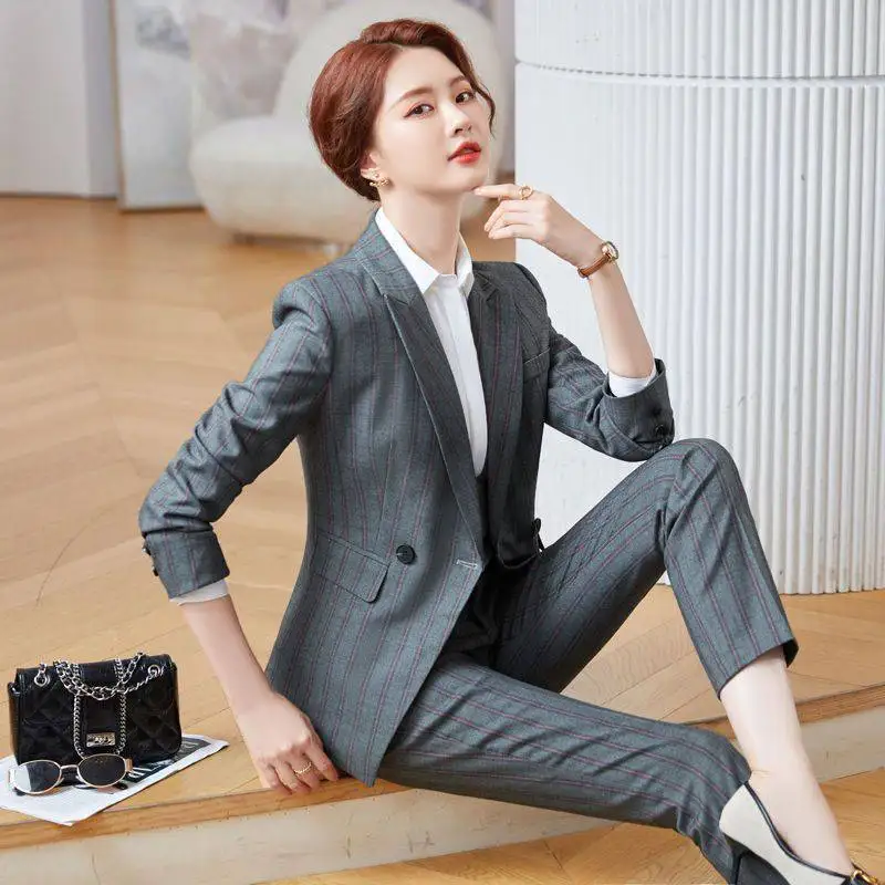 

2022 New Autumn and Winter Long Sleeves Business Women's Clothing Suit Business Formal Wear White-Collar Workwear Graceful Fashi