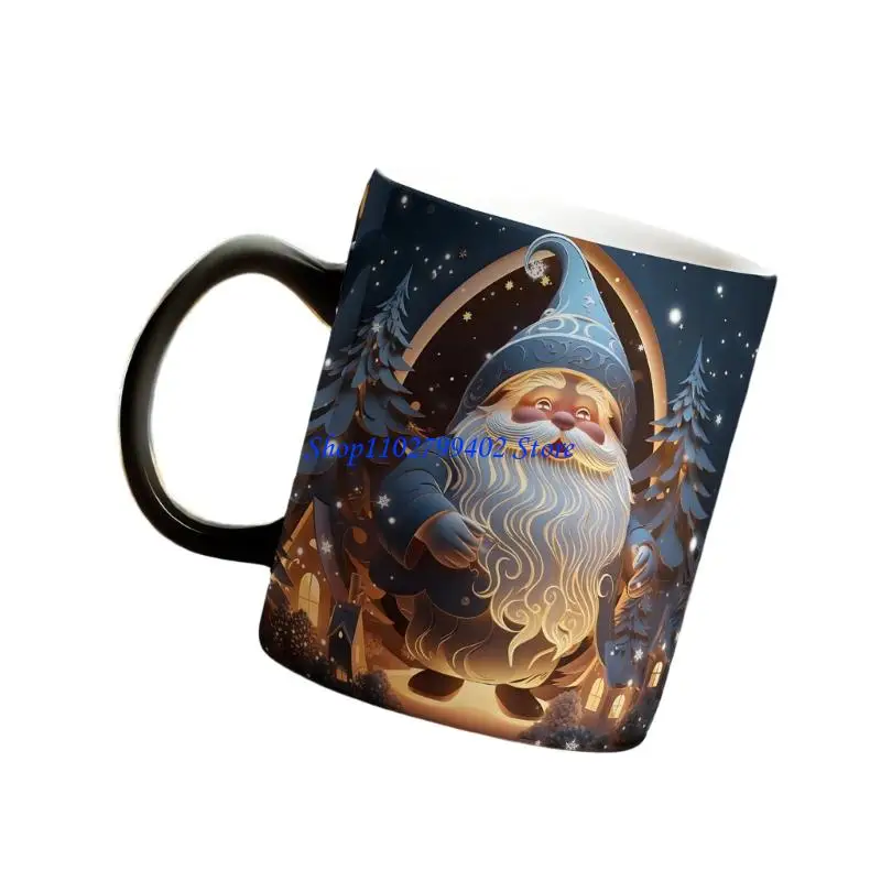 547F Heat Sensitive Ceramic Christmas Cup Changes Pattern With Hot Chocolates Coffee