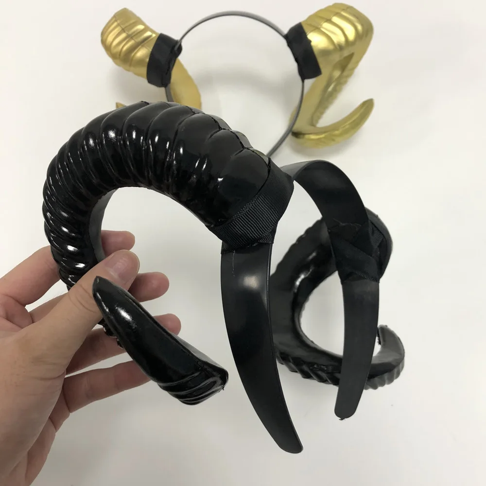 Tocado de cuerno de Demonio Negro, tocado gótico de Cosplay, Animal, oveja, cuernos de Diablo, diadema, accesorios de disfraz de fiesta de Carnaval de Halloween