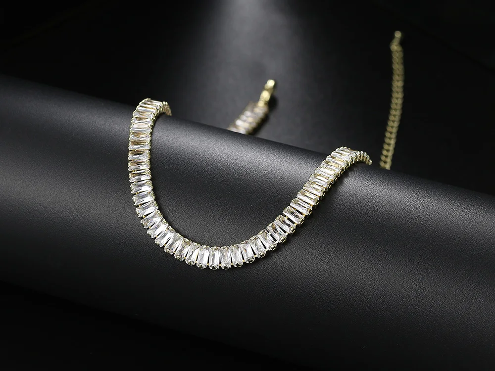 Diamant Tennis Choker Halskette für Frauen Luxus Dazzling Iced Out Zirkonia Kragen Kette auf Neck Hochzeit Partei Schmuck Großhandel – Detail 8