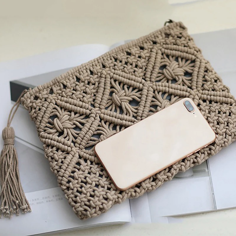 

New Coin Purse Cotton Rope Tassel Hand-woven Bag Straw Wallet Bag Women's Bag Beach Bag Gift For Friends