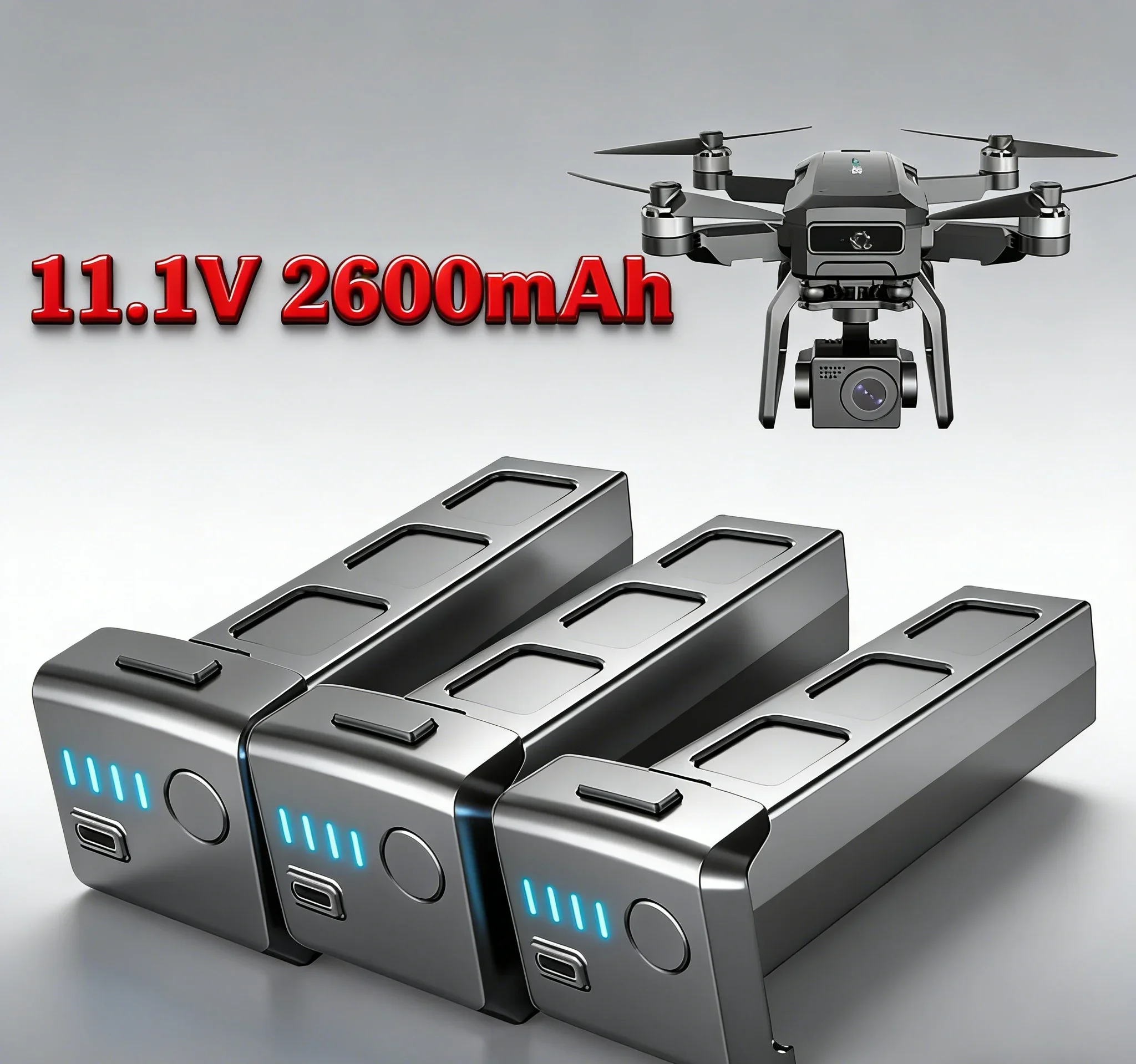 SJRC F7 4K pro Camera Drone LiPo Battery 11.1V 2600mAh with Built-In Voltage Monitor Replacement Drone Battery for Drones