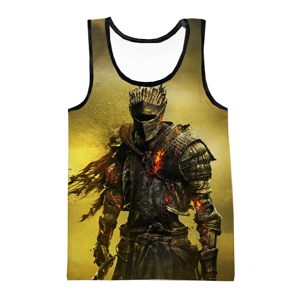 Summer Dark Souls Game 3D Print Tank Tops Men\'s Fashion Oversized Sleeveless Tank Top Bodybuilding Fitness Gym Vest Man Clothing