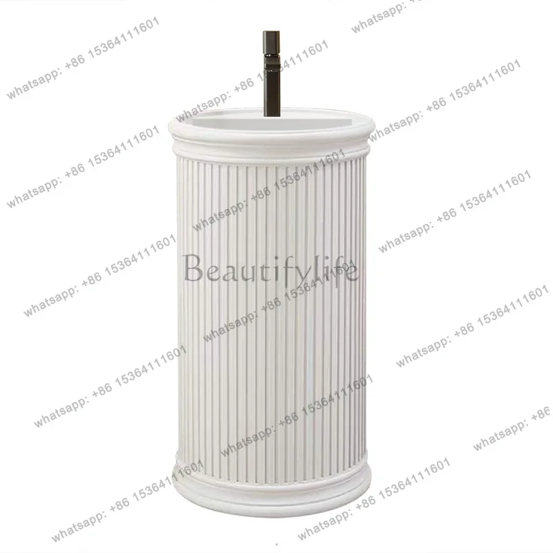 Japanese wabi sandy wind personalized wash basin floor-to-ceiling art round column basin