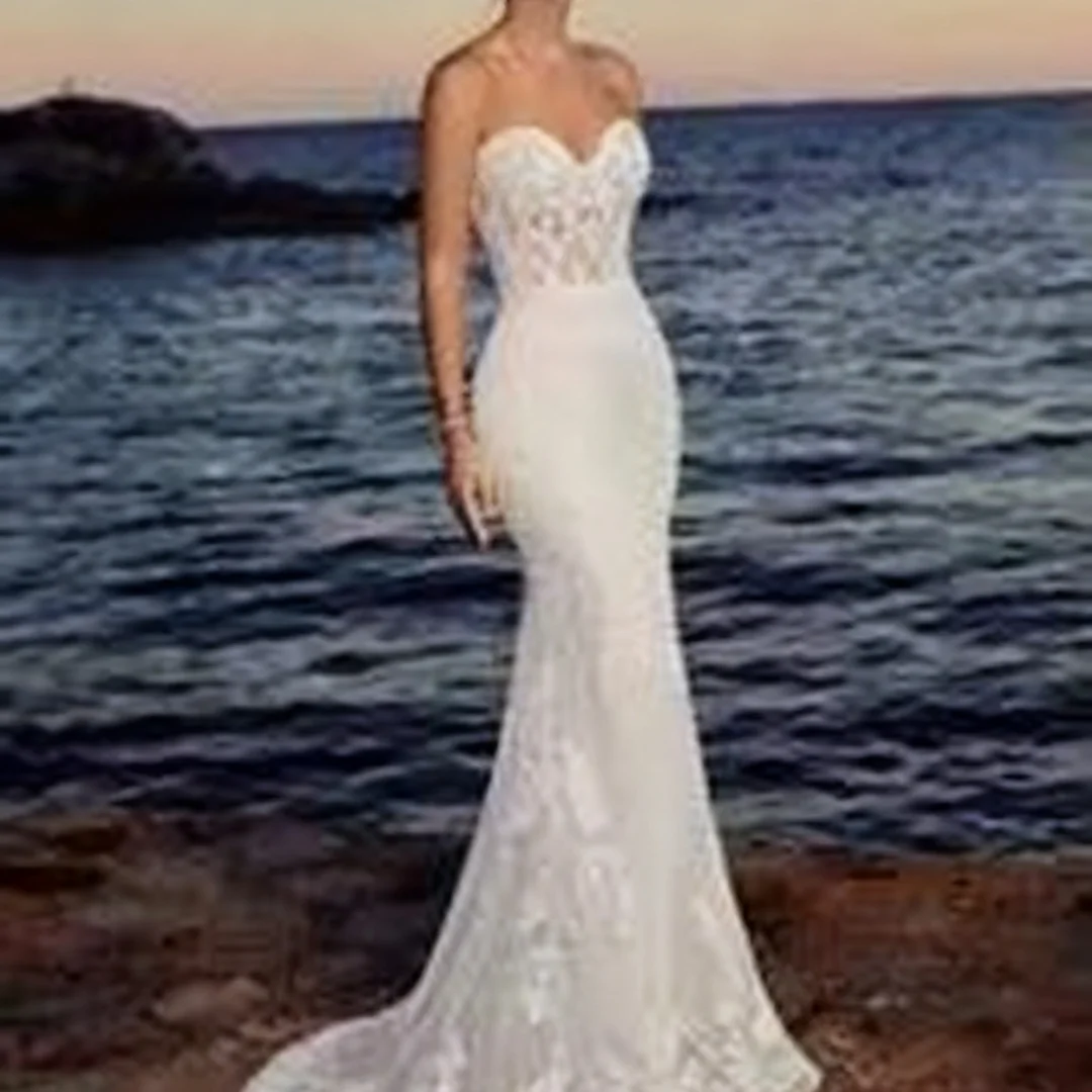 

Пляжные свадебные платья русалки по индивидуальному заказу, свадебные платья со шлейфом, кружевные халаты с аппликацией, без рукавов и с открытой спиной