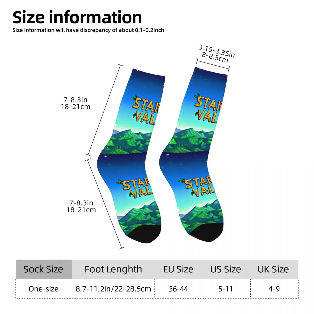 Fashion Stardew Valley Logo Sports Socks Farming RPG Game Polyester Crew Socks for Unisex