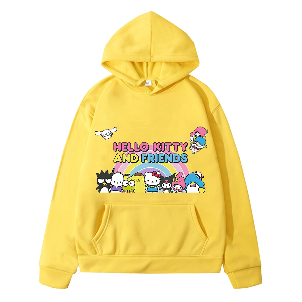 hello kitty Autumn Print hoodies Fleece sweatshirt boy pullover y2k sudadera Sanrio Kawaii anime hoodie jacket kids clothes girl