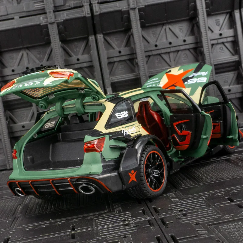 1:24 Audi RS6 puertas de modelo de coche modificadas de aleación y capó de motor, el maletero se puede abrir detalles ricos, mano de obra fina de buena calidad