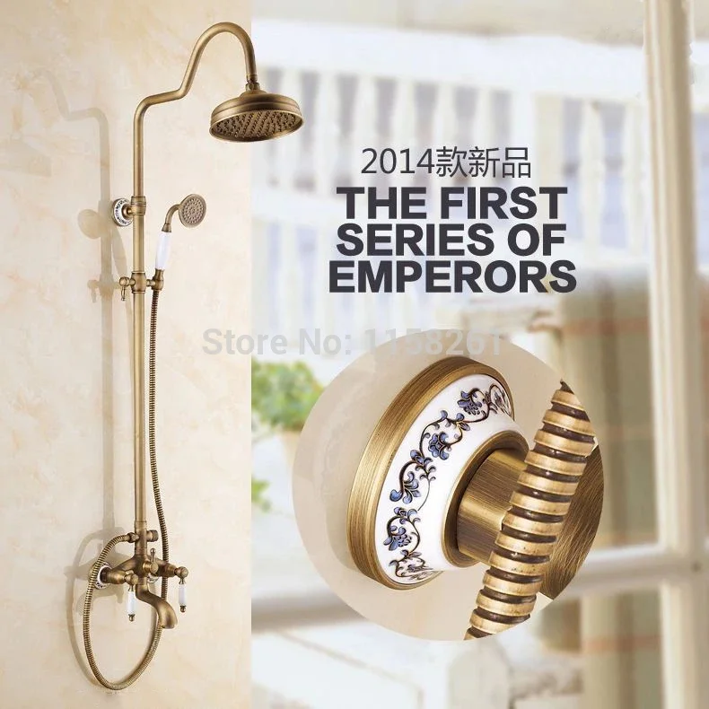 Bathroom Faucets Antique Brass Rainfall Shower Set Durable Brass Construction Faucet Set Mixer Tap For bathroom