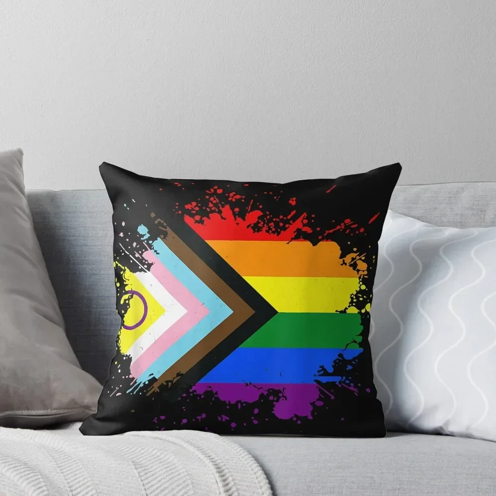 Lgbtq pride month intersex inclusive progress pride flag Throw Pillow Sofa Cushions autumn pillowcase Throw Pillow Pillow