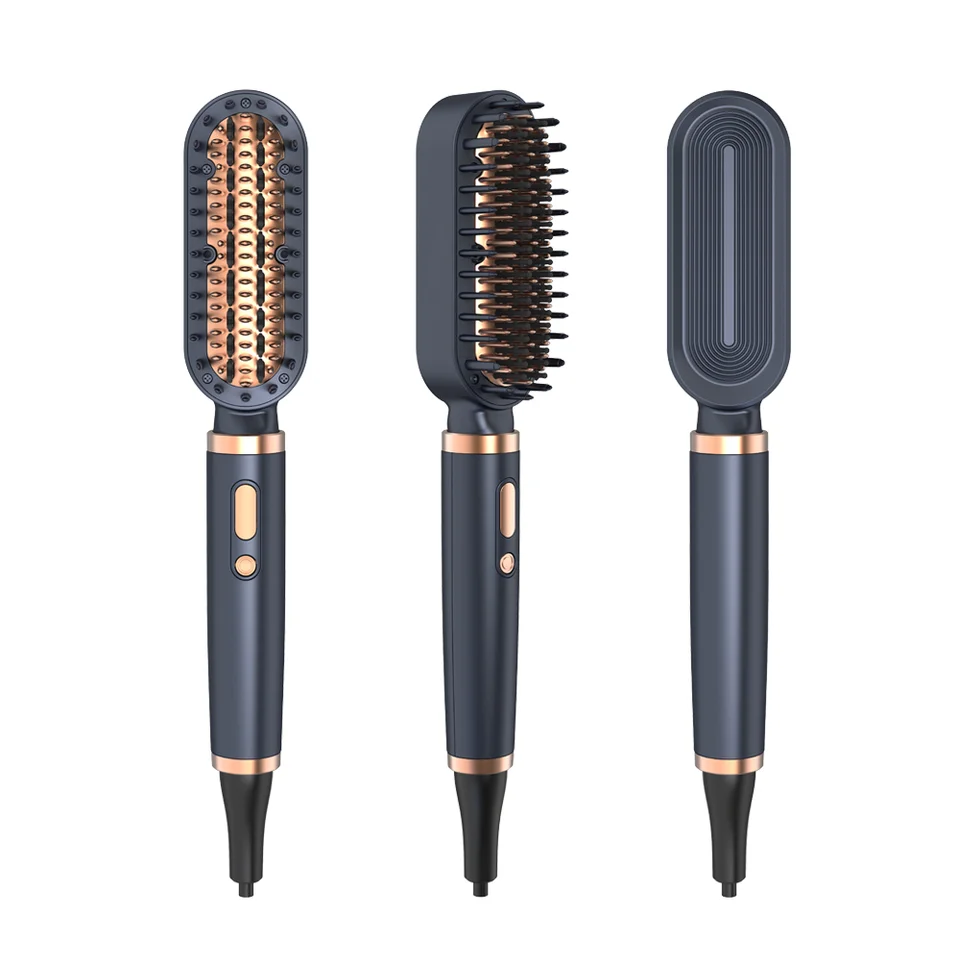 

220C Электронная щетка для горячих волос, щетка-выпрямитель, портативная натуральная электрическая расческа-выпрямитель для волос