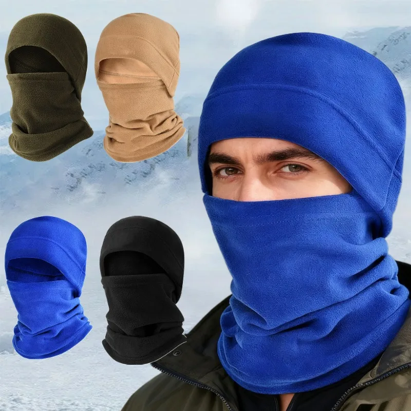 

Уличная зимняя теплая шапка-балаклава для мужчин и женщин, однотонная термофлисовая шапка унисекс на все лицо, мотоциклетные велосипедные черепа