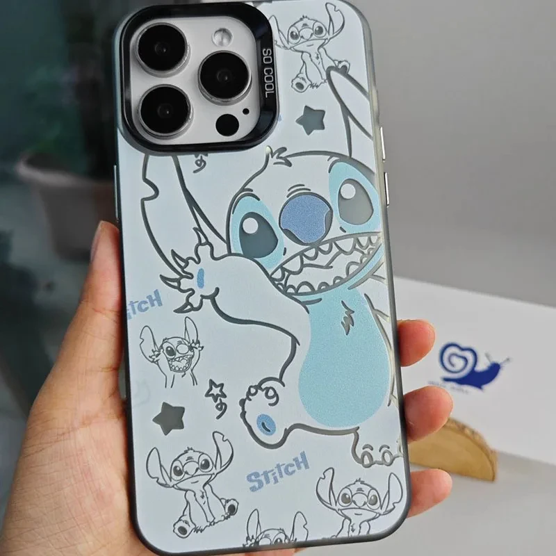 Disney Stitch Happy Wave Cartoon Phone Case For iPhone 15 14 13 12 11 Pro Max XR XS X 12 13 Mini 7 8 Plus Y2K Girl Cute Cover