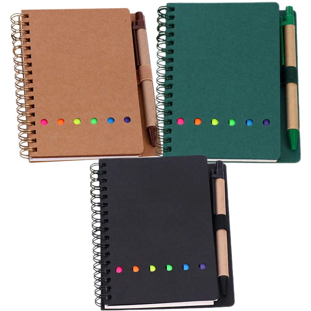 3Pcs Colored Coil Notepad High Durability Lightweight Design Ideal for School Office Learning Schedule Planning Writing Journal